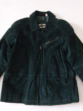 Jacket - Out Brook - Leather Jacket - Ladies Medium Zip Front - Lined Drawstring